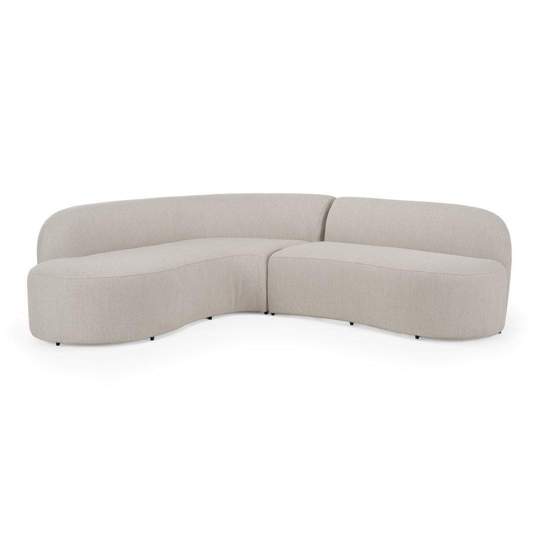 Lucena - Outdoor Oyster Olefin Fabric Curved Sectional Sofa