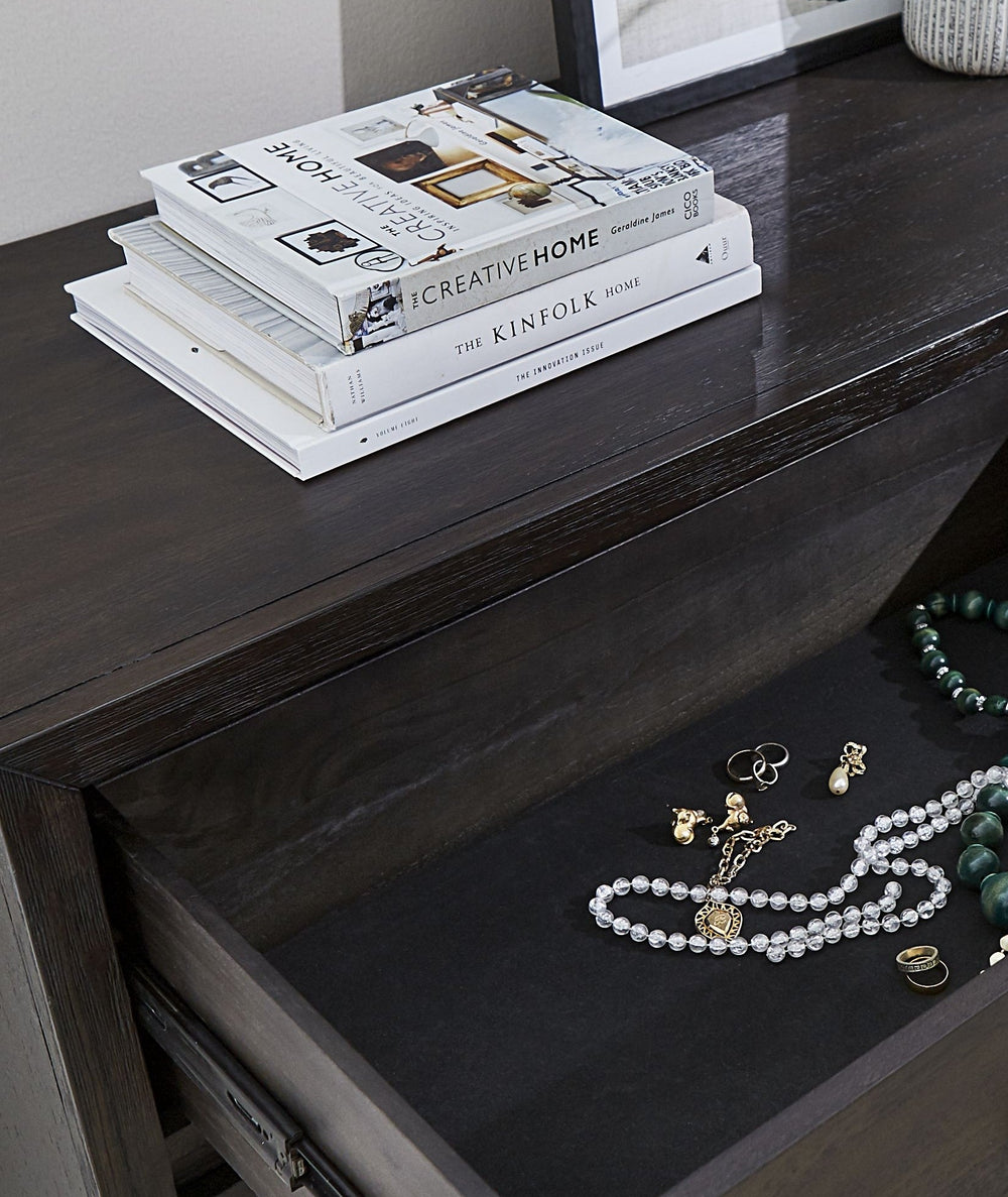 Lucerne Five - Drawer Metal Leg Chest in Vintage Coffee Chest modern furniture Contempo Furniture