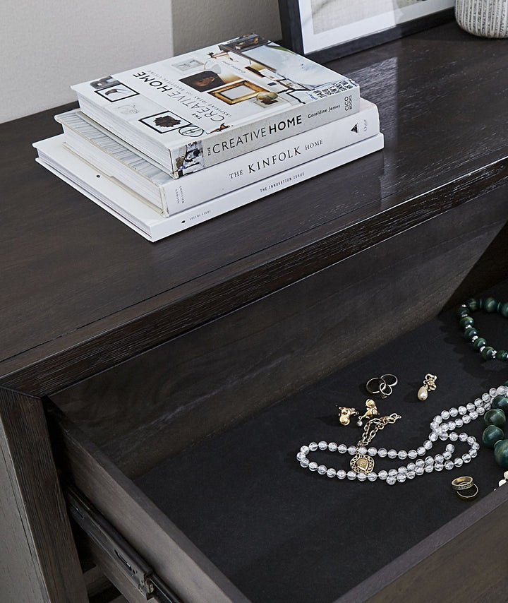 Lucerne Five - Drawer Metal Leg Chest in Vintage Coffee Chest modern furniture Contempo Furniture