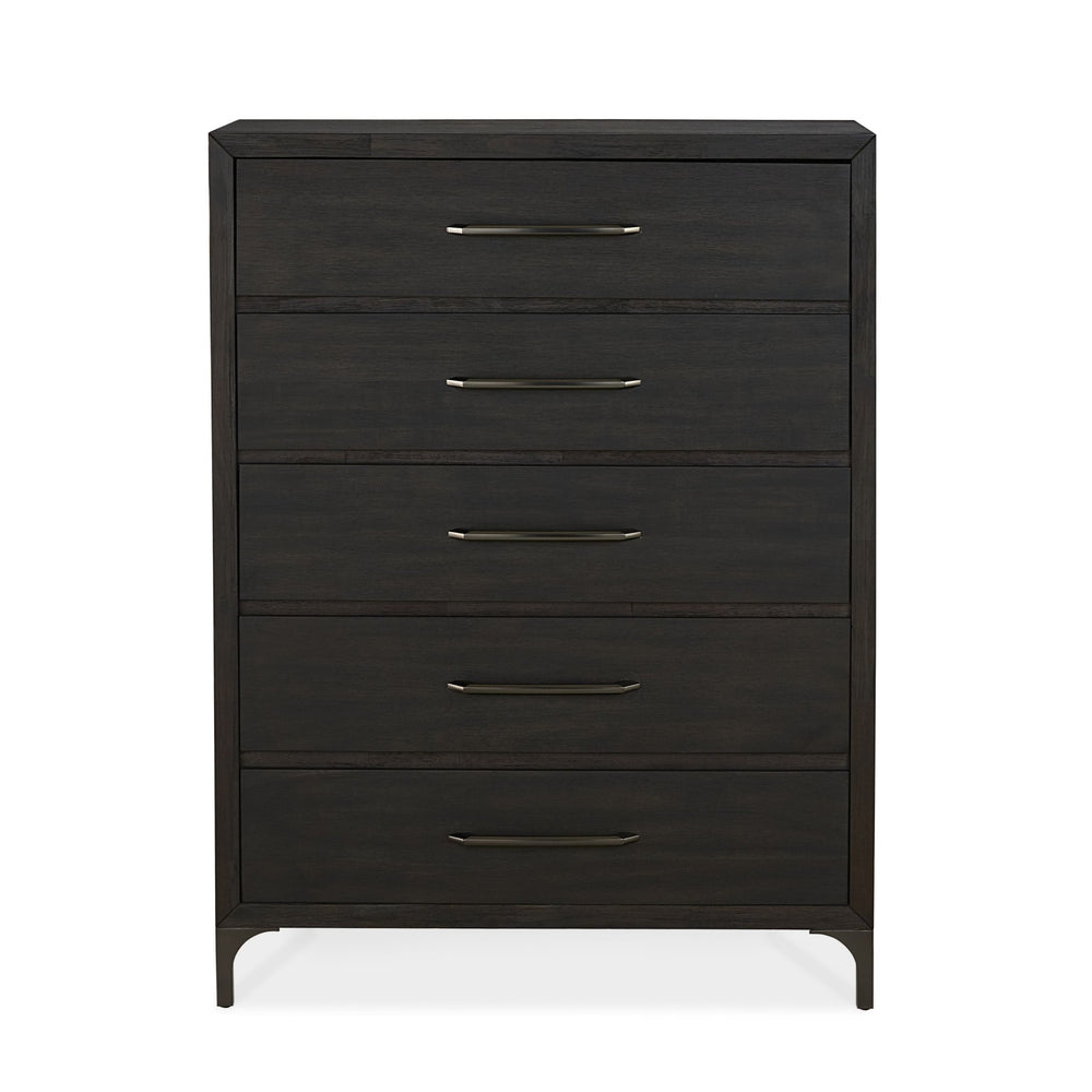 Lucerne Five - Drawer Metal Leg Chest in Vintage Coffee Chest modern furniture Contempo Furniture