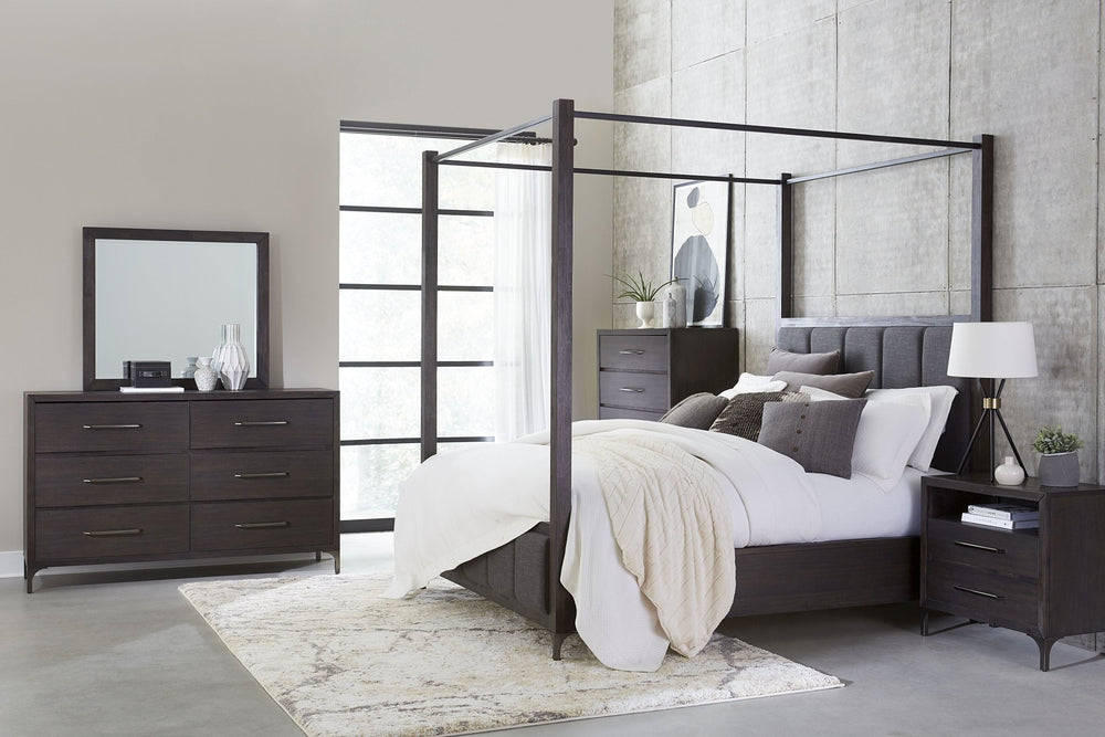 Lucerne Five - Drawer Metal Leg Chest in Vintage Coffee Chest modern furniture Contempo Furniture