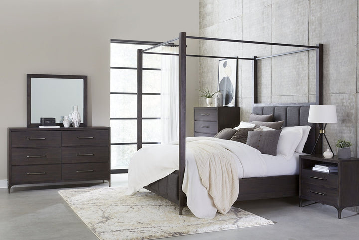 Lucerne Five - Drawer Metal Leg Chest in Vintage Coffee Chest modern furniture Contempo Furniture