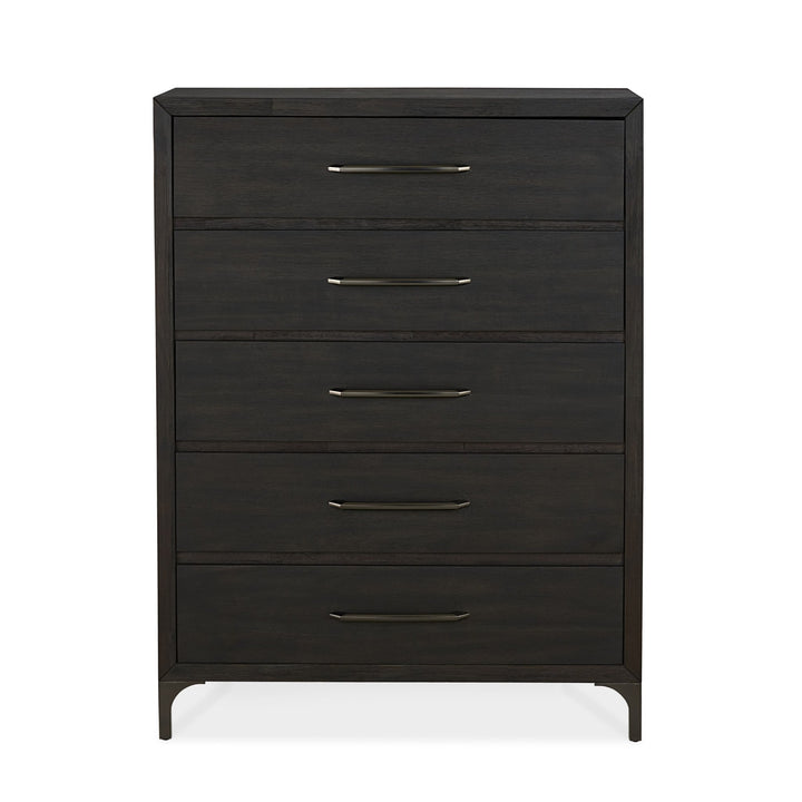 Lucerne Five - Drawer Metal Leg Chest in Vintage Coffee Chest modern furniture Contempo Furniture