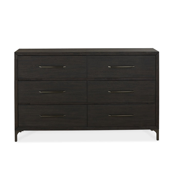 Lucerne Six - Drawer Metal Leg Dresser in Vintage Coffee Dresser modern furniture Contempo Furniture