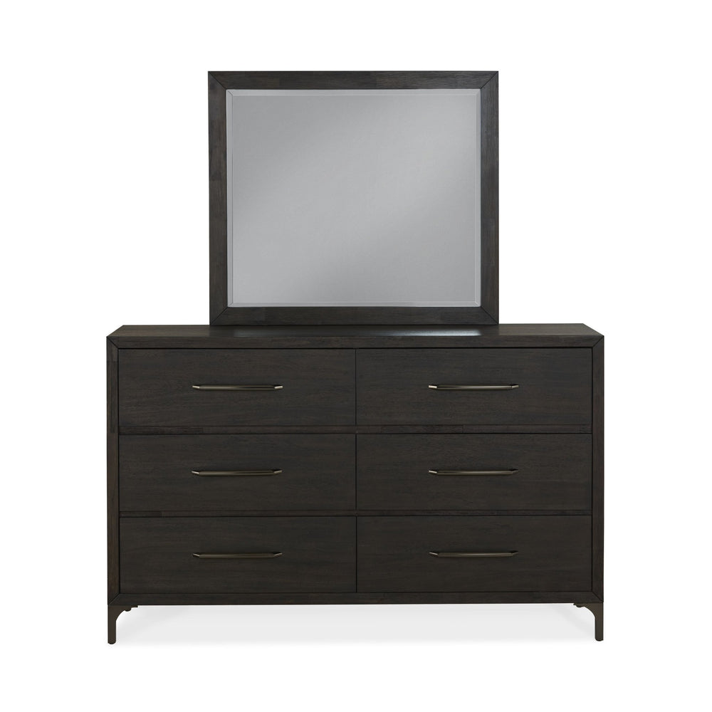 Lucerne Six - Drawer Metal Leg Dresser in Vintage Coffee Dresser modern furniture Contempo Furniture