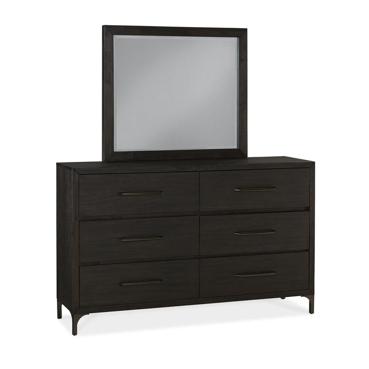 Lucerne Six - Drawer Metal Leg Dresser in Vintage Coffee Dresser modern furniture Contempo Furniture