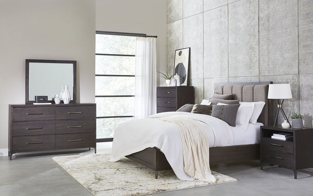 Lucerne Six - Drawer Metal Leg Dresser in Vintage Coffee Dresser modern furniture Contempo Furniture