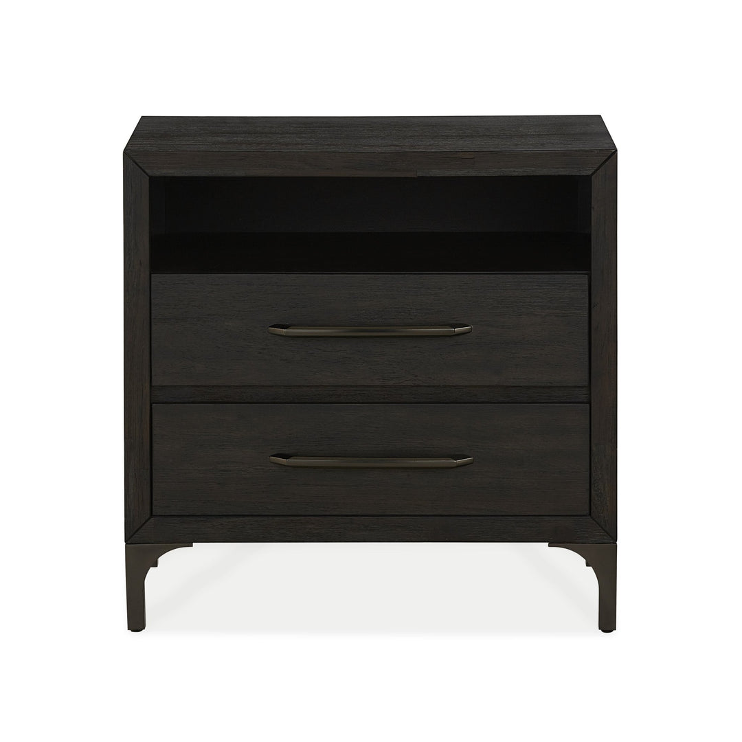 Lucerne Two - Drawer Metal Leg Nightstand in Vintage Coffee Nightstand modern furniture Contempo Furniture