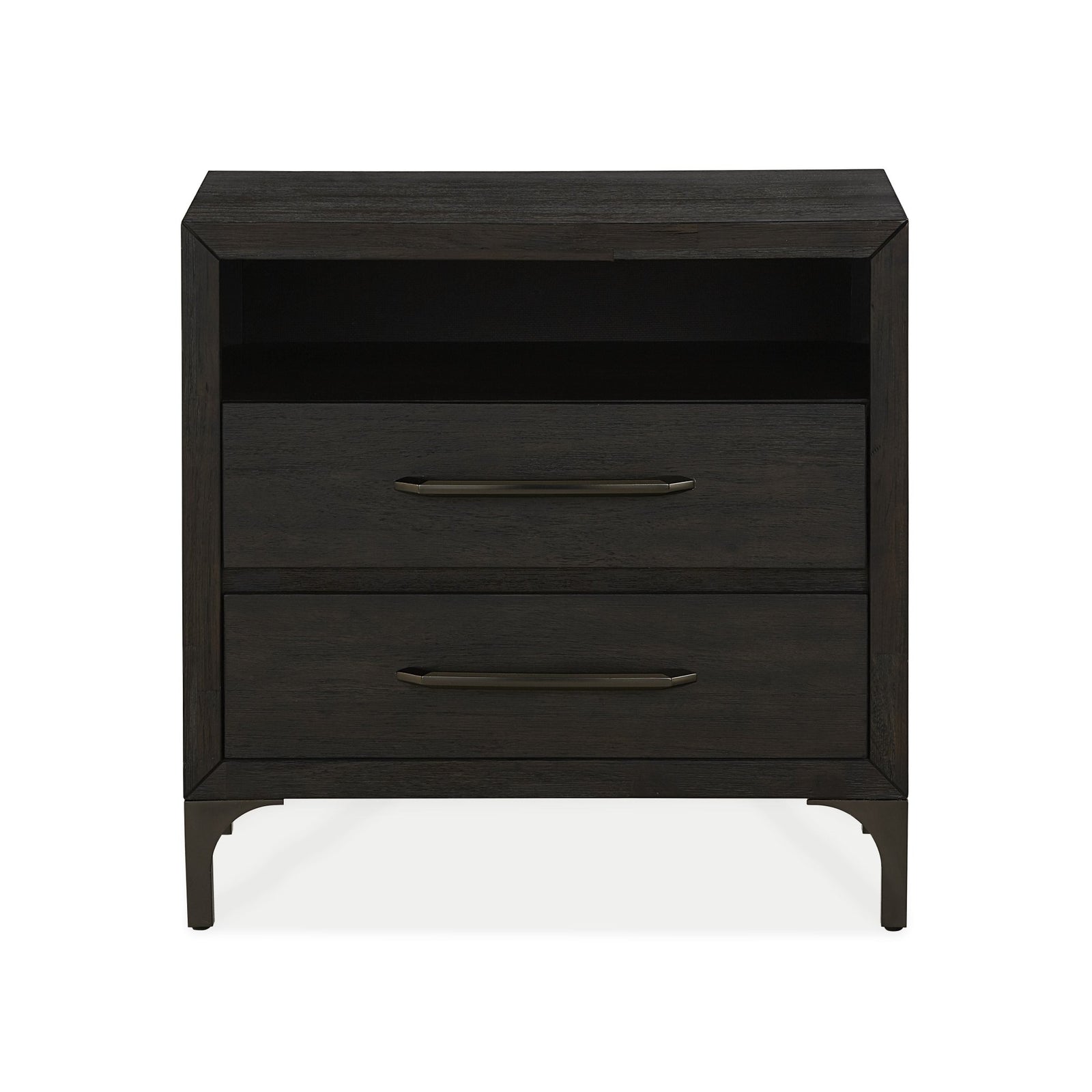 Lucerne Two - Drawer Metal Leg Nightstand in Vintage Coffee Nightstand modern furniture Contempo Furniture
