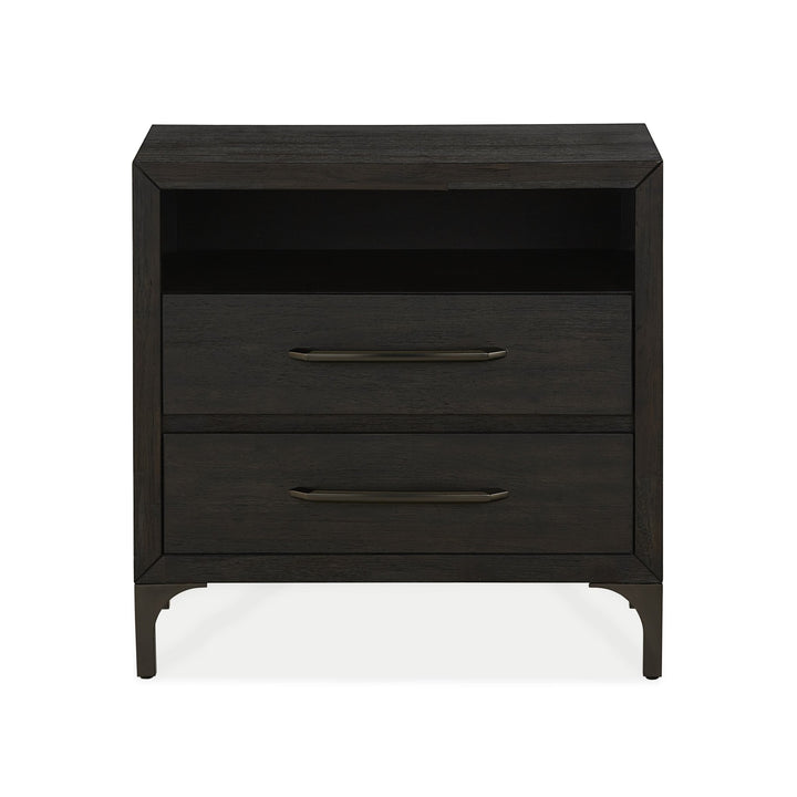 Lucerne Two - Drawer Metal Leg Nightstand in Vintage Coffee Nightstand modern furniture Contempo Furniture