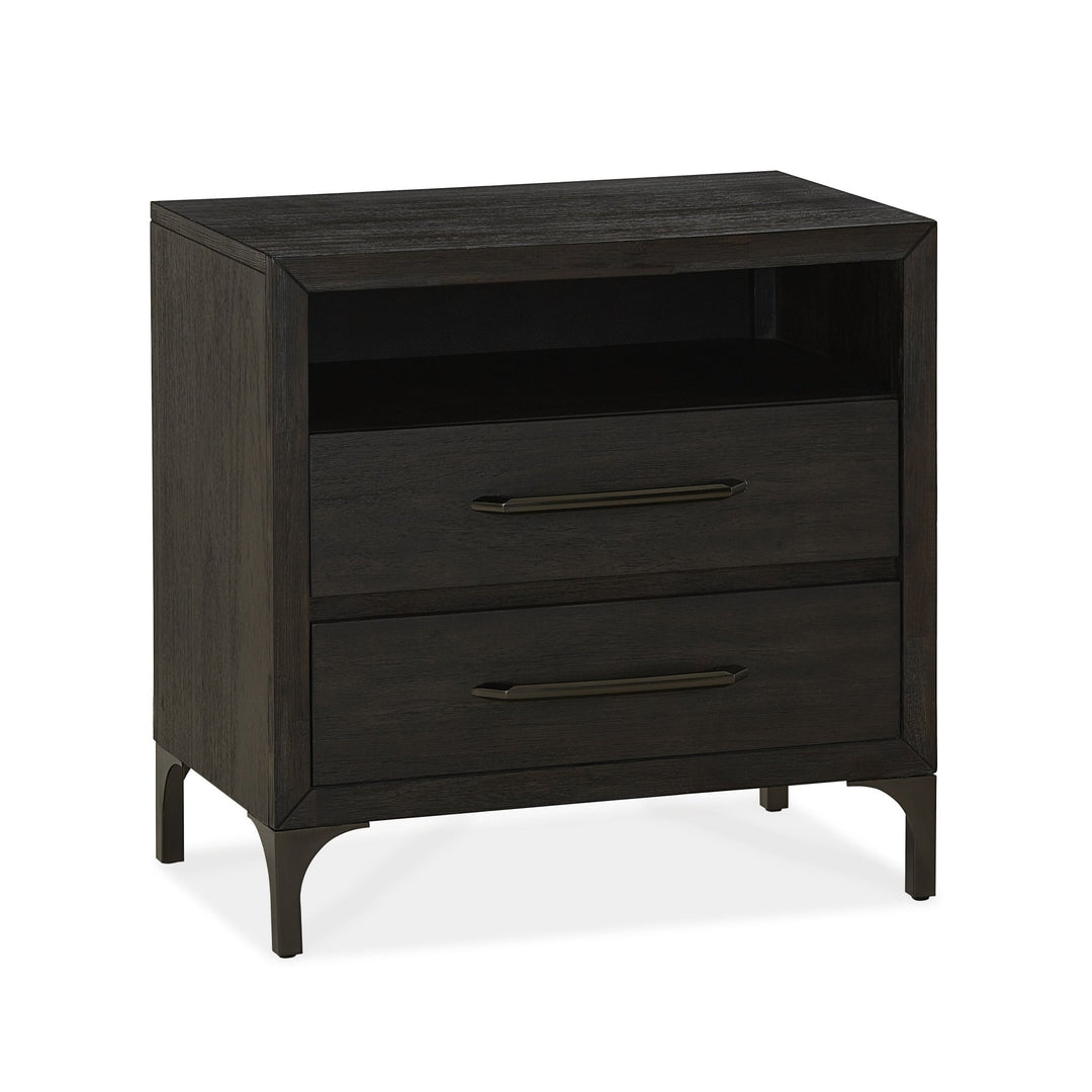 Lucerne Two - Drawer Metal Leg Nightstand in Vintage Coffee Nightstand modern furniture Contempo Furniture