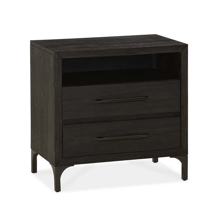 Lucerne Two - Drawer Metal Leg Nightstand in Vintage Coffee Nightstand modern furniture Contempo Furniture