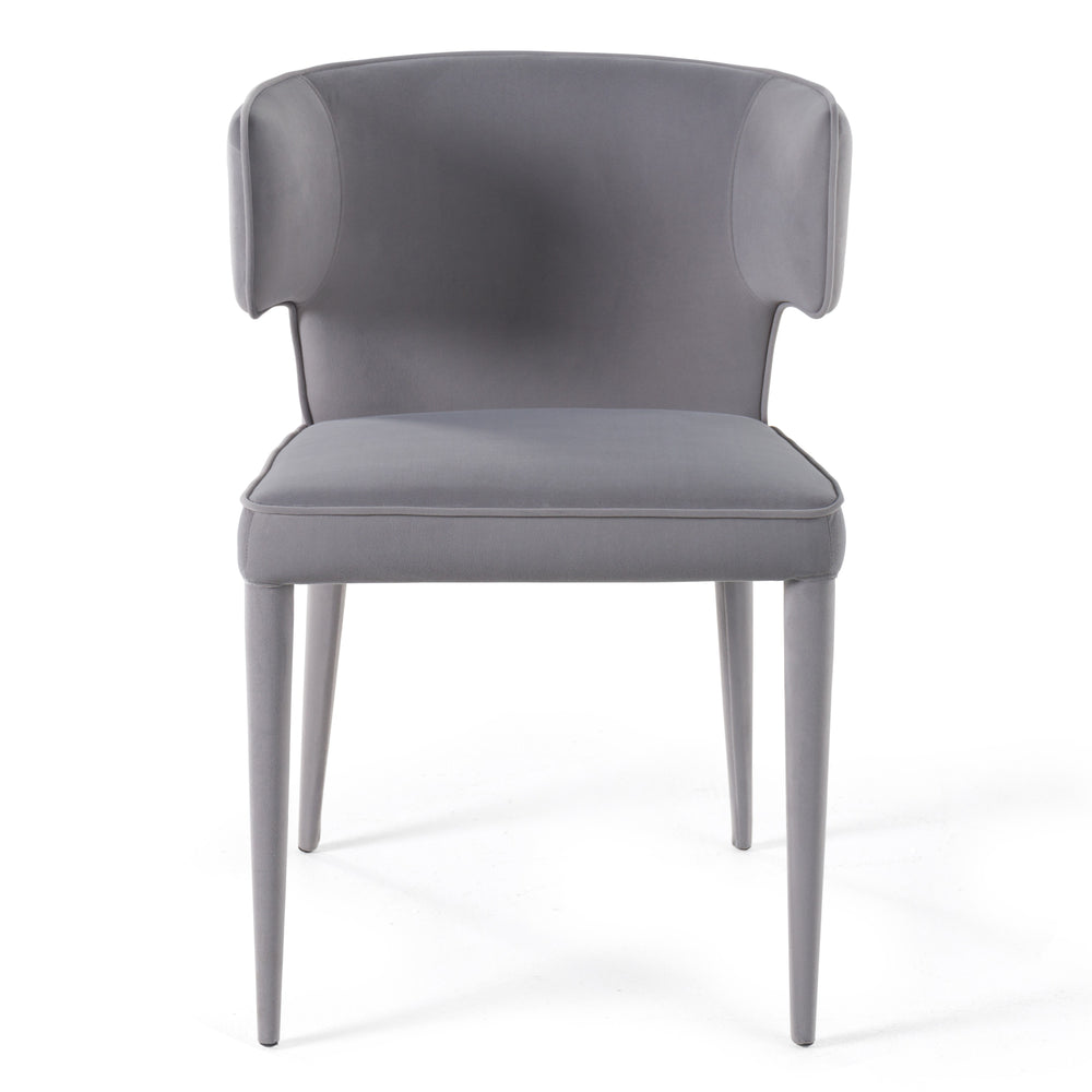 Lucero - Modern Grey Velvet Arm Dining Chair - View 2