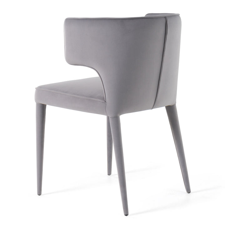 Lucero  Modern Grey Velvet Arm Dining Chair