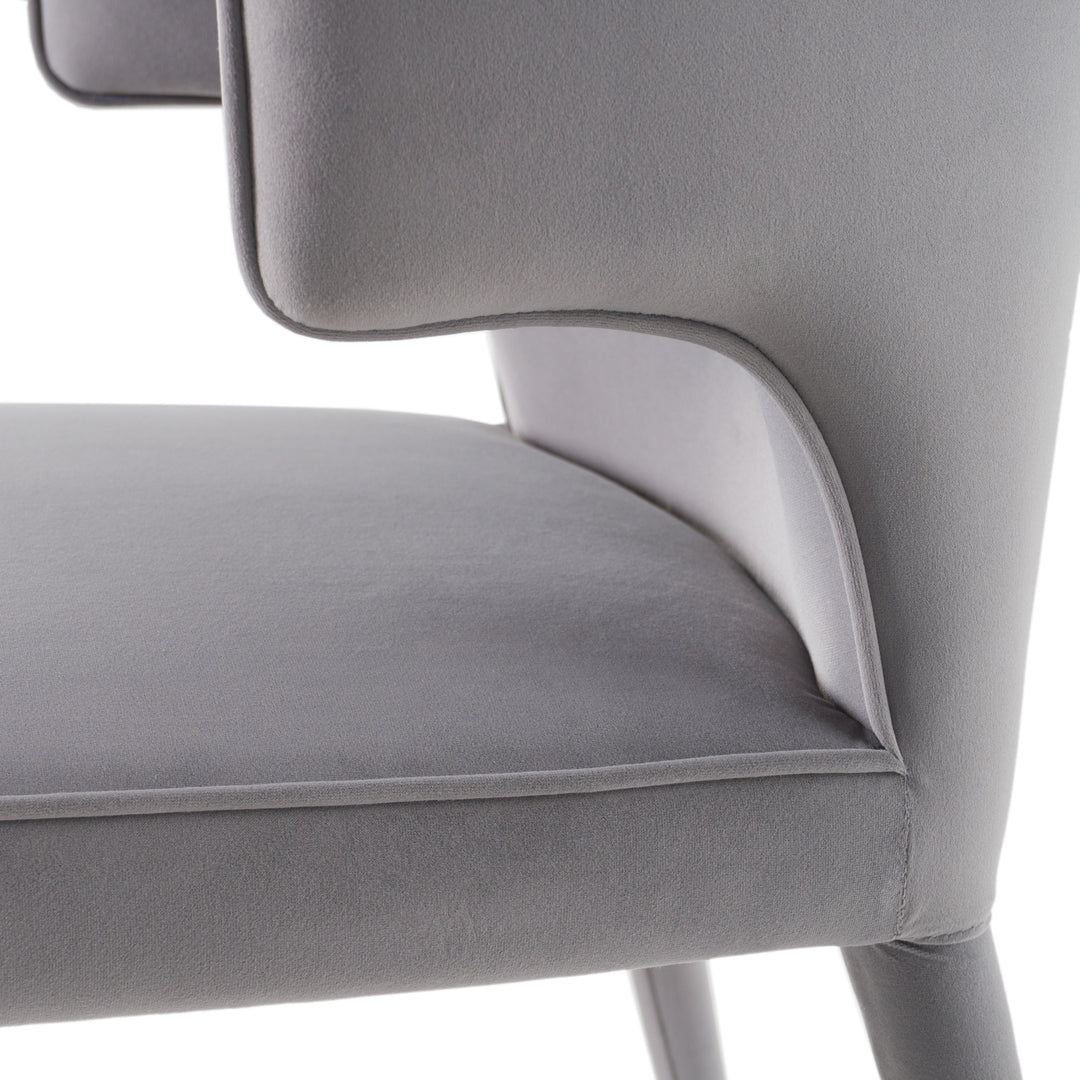 Lucero  Modern Grey Velvet Arm Dining Chair