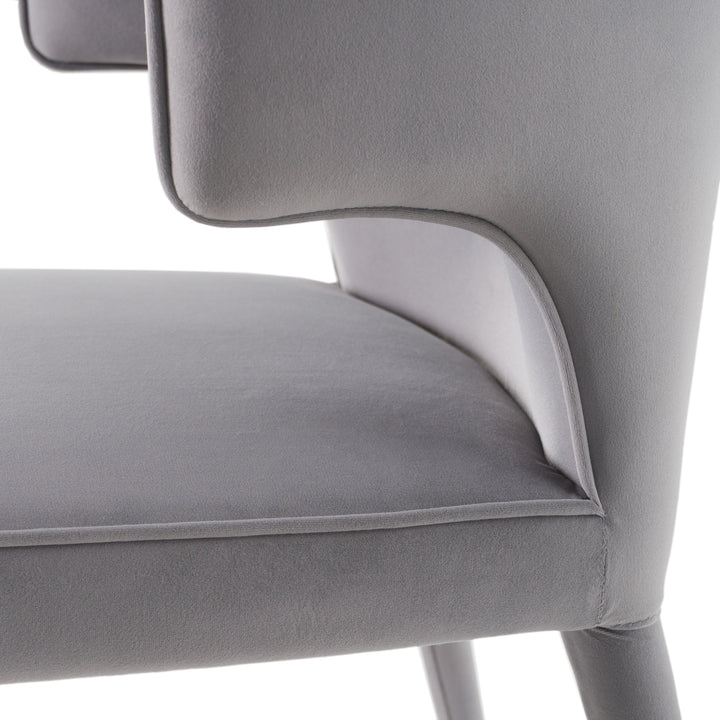 Lucero  Modern Grey Velvet Arm Dining Chair