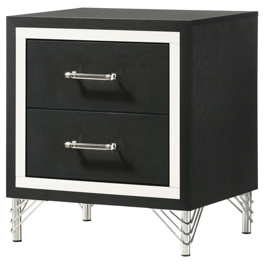 Lucia - 2 - Drawer Nightstand Bedside Table - Black Accent Nightstand modern furniture Contempo Furniture