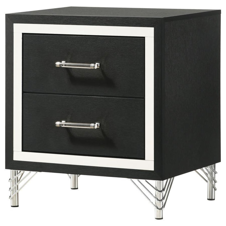 Lucia - 2 - Drawer Nightstand Bedside Table - Black Accent Nightstand modern furniture Contempo Furniture