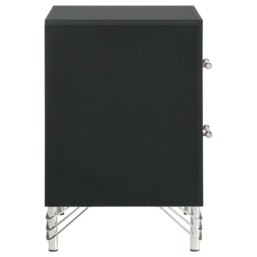 Lucia - 2 - Drawer Nightstand Bedside Table - Black Accent Nightstand modern furniture Contempo Furniture