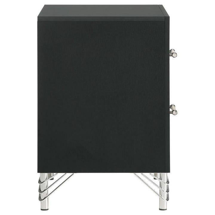 Lucia - 2 - Drawer Nightstand Bedside Table - Black Accent Nightstand modern furniture Contempo Furniture