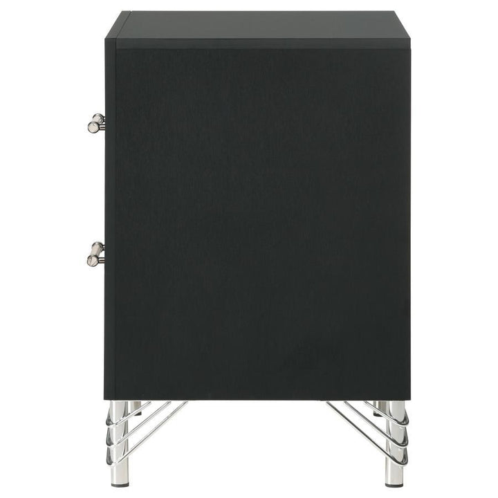 Lucia - 2 - Drawer Nightstand Bedside Table - Black Accent Nightstand modern furniture Contempo Furniture