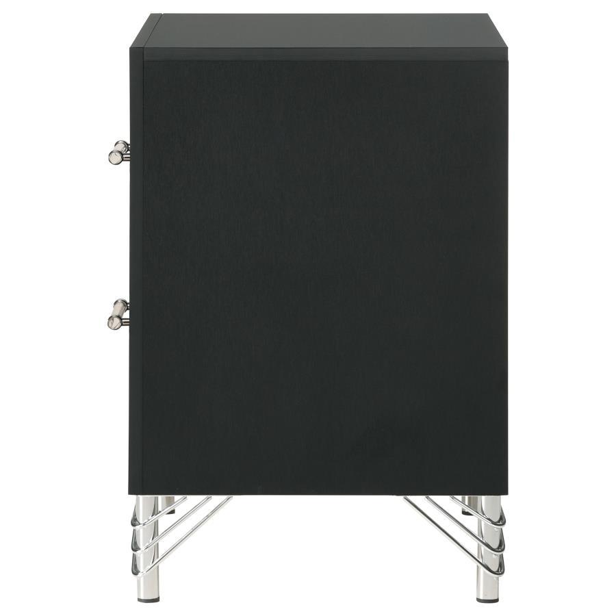 Lucia - 2 - Drawer Nightstand Bedside Table - Black Accent Nightstand modern furniture Contempo Furniture