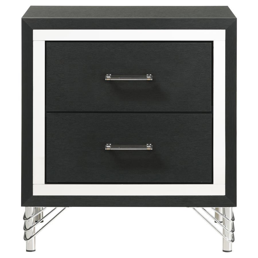 Lucia - 2 - Drawer Nightstand Bedside Table - Black Accent Nightstand modern furniture Contempo Furniture