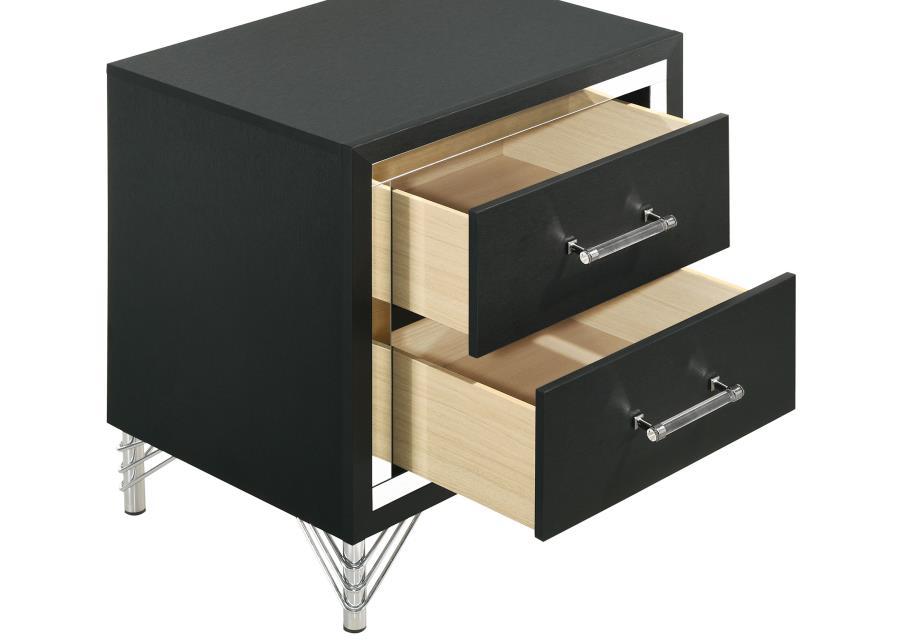 Lucia - 2 - Drawer Nightstand Bedside Table - Black Accent Nightstand modern furniture Contempo Furniture