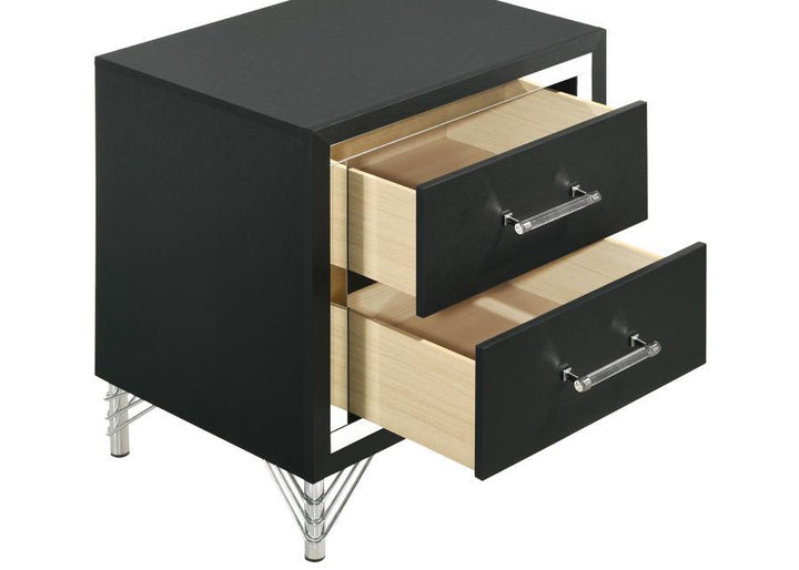 Lucia - 2 - Drawer Nightstand Bedside Table - Black Accent Nightstand modern furniture Contempo Furniture