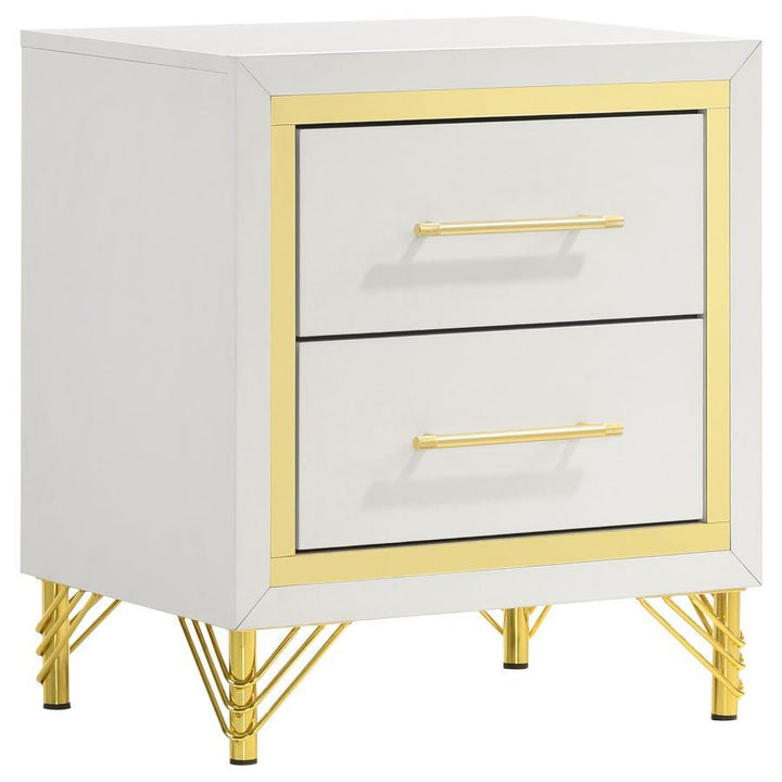 Lucia - 2 - Drawer Nightstand - White Accent Nightstand modern furniture Contempo Furniture