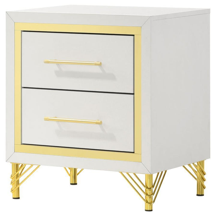 Lucia - 2 - Drawer Nightstand - White Accent Nightstand modern furniture Contempo Furniture