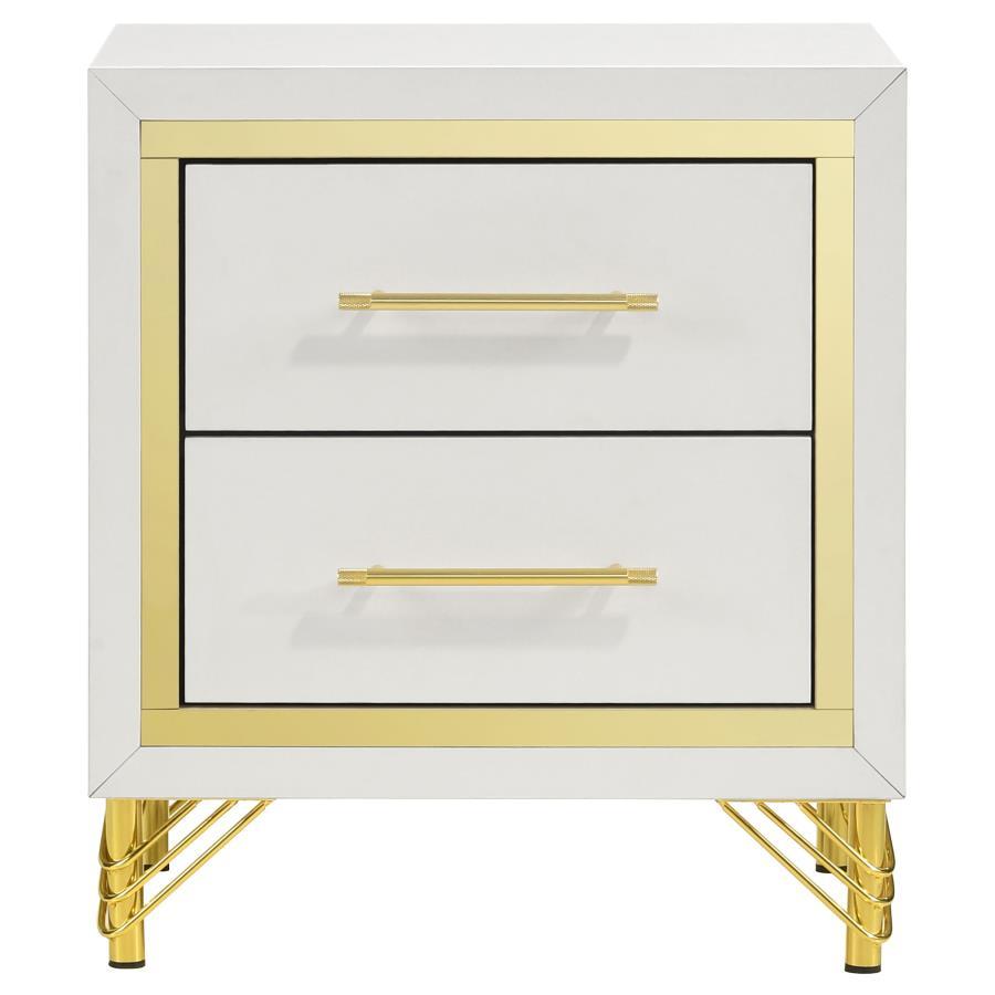 Lucia - 2 - Drawer Nightstand - White Accent Nightstand modern furniture Contempo Furniture