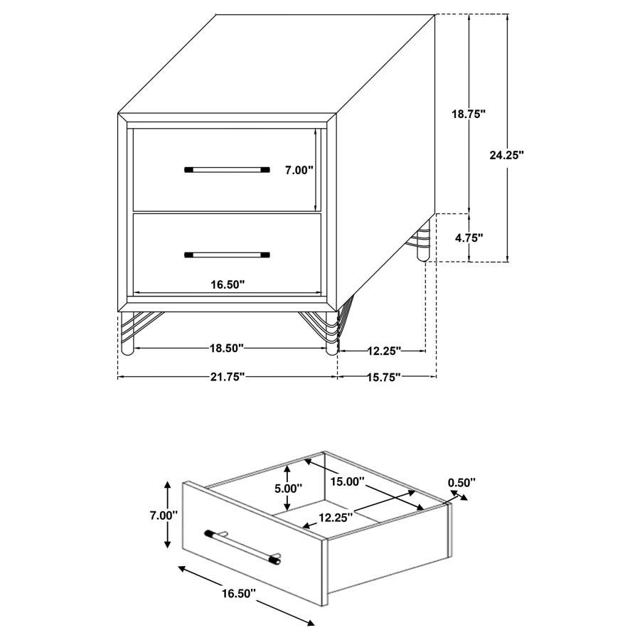 Lucia - 2 - Drawer Nightstand - White Accent Nightstand modern furniture Contempo Furniture