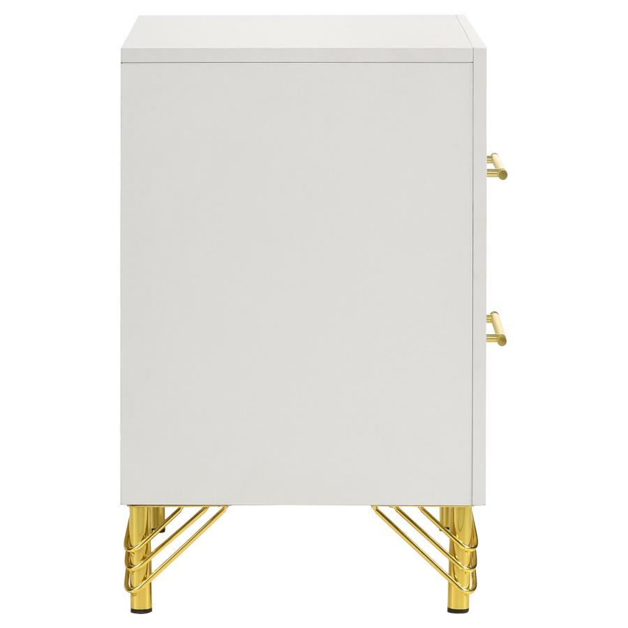 Lucia - 2 - Drawer Nightstand - White Accent Nightstand modern furniture Contempo Furniture