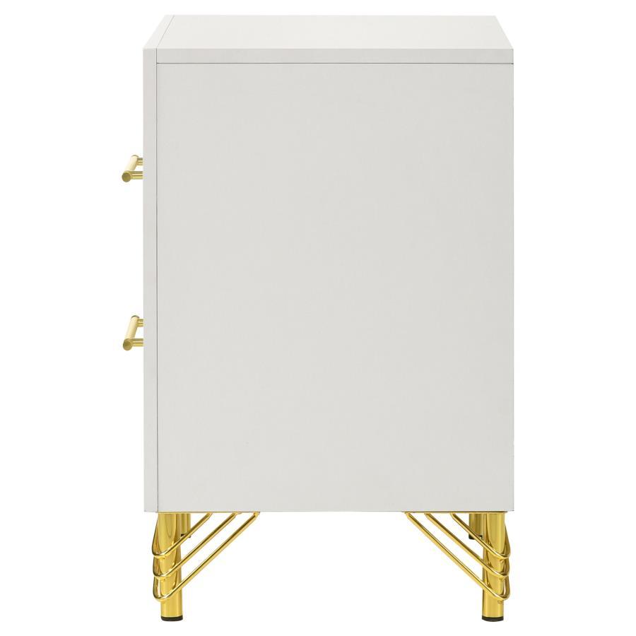 Lucia - 2 - Drawer Nightstand - White Accent Nightstand modern furniture Contempo Furniture