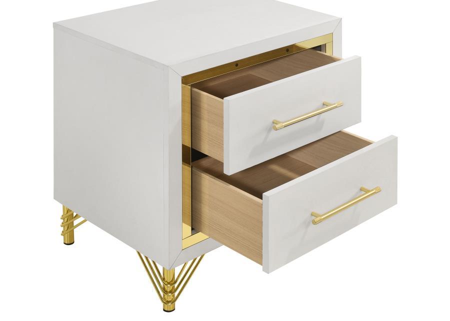 Lucia - 2 - Drawer Nightstand - White Accent Nightstand modern furniture Contempo Furniture