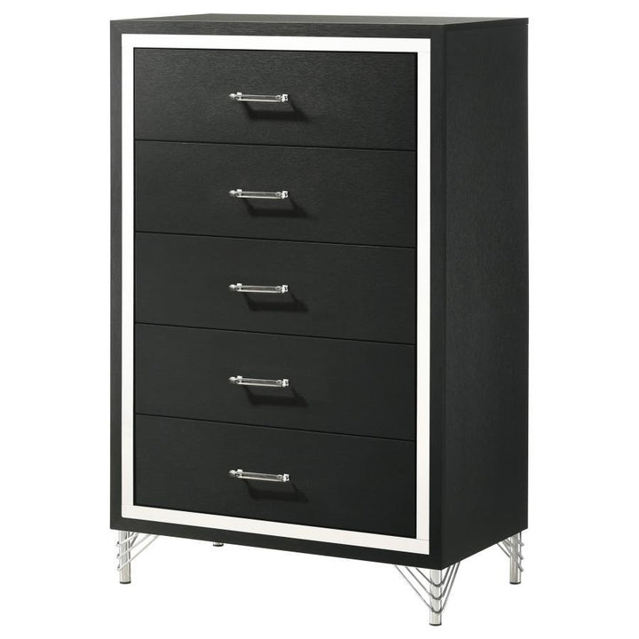Lucia - 5 - Drawer Bedroom Chest Of Drawers - Black Accent Chest modern furniture Contempo Furniture