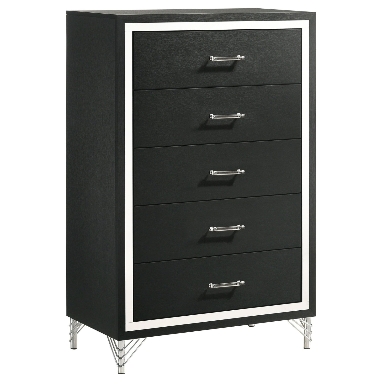 Lucia - 5 - Drawer Bedroom Chest Of Drawers - Black Accent Chest modern furniture Contempo Furniture