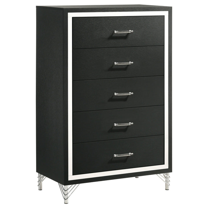 Lucia - 5 - Drawer Bedroom Chest Of Drawers - Black Accent Chest modern furniture Contempo Furniture