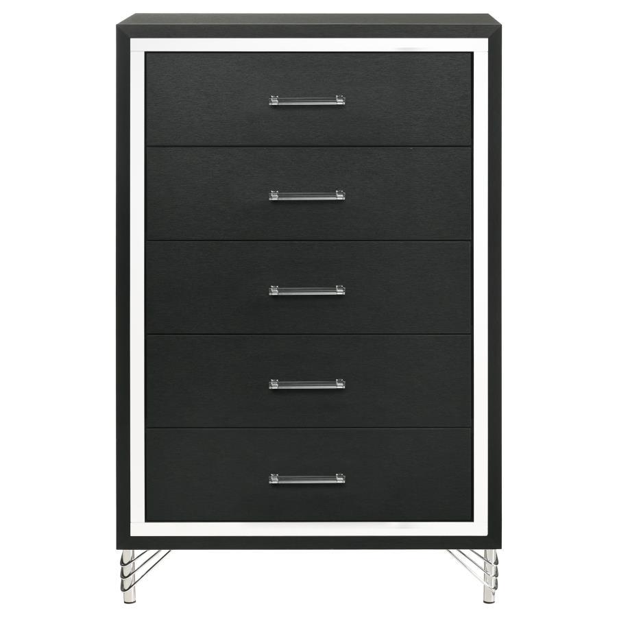 Lucia - 5 - Drawer Bedroom Chest Of Drawers - Black Accent Chest modern furniture Contempo Furniture