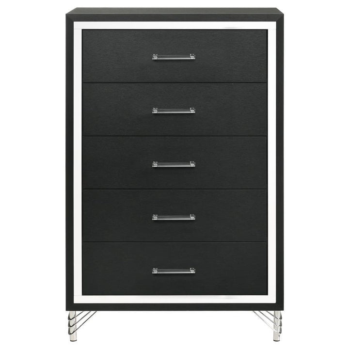 Lucia - 5 - Drawer Bedroom Chest Of Drawers - Black Accent Chest modern furniture Contempo Furniture