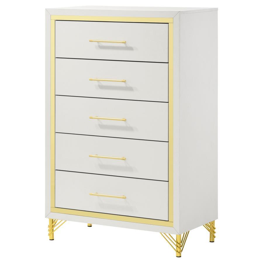 Lucia - 5 - Drawer Bedroom Chest - White Accent Chest modern furniture Contempo Furniture