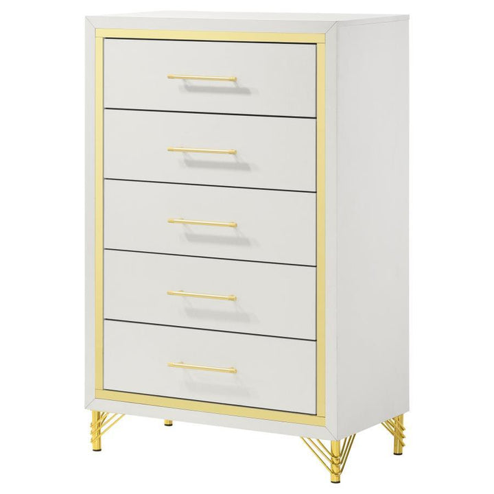Lucia - 5 - Drawer Bedroom Chest - White Accent Chest modern furniture Contempo Furniture