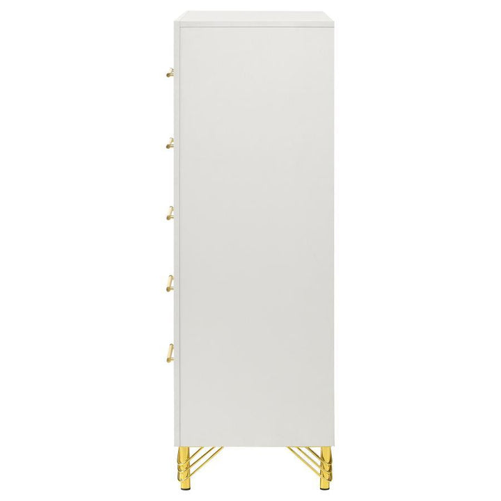 Lucia - 5 - Drawer Bedroom Chest - White Accent Chest modern furniture Contempo Furniture