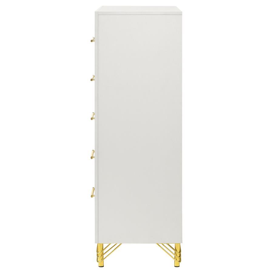 Lucia - 5 - Drawer Bedroom Chest - White Accent Chest modern furniture Contempo Furniture