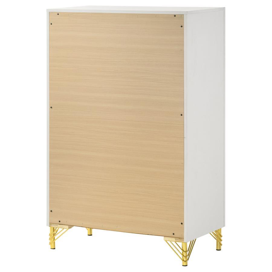 Lucia - 5 - Drawer Bedroom Chest - White Accent Chest modern furniture Contempo Furniture