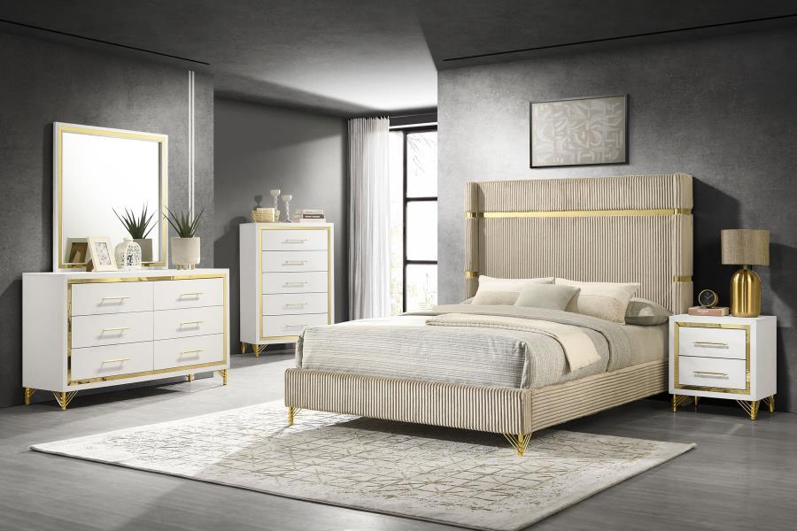 Lucia - 5 - Drawer Bedroom Chest - White Accent Chest modern furniture Contempo Furniture