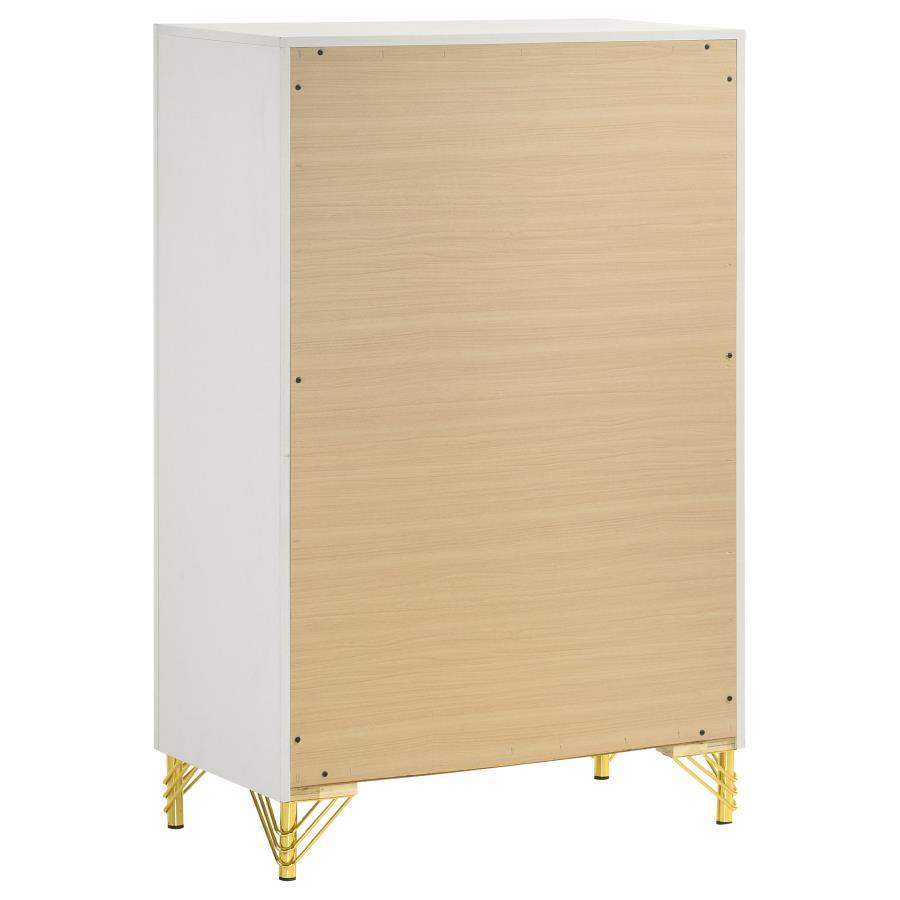 Lucia - 5 - Drawer Bedroom Chest - White Accent Chest modern furniture Contempo Furniture