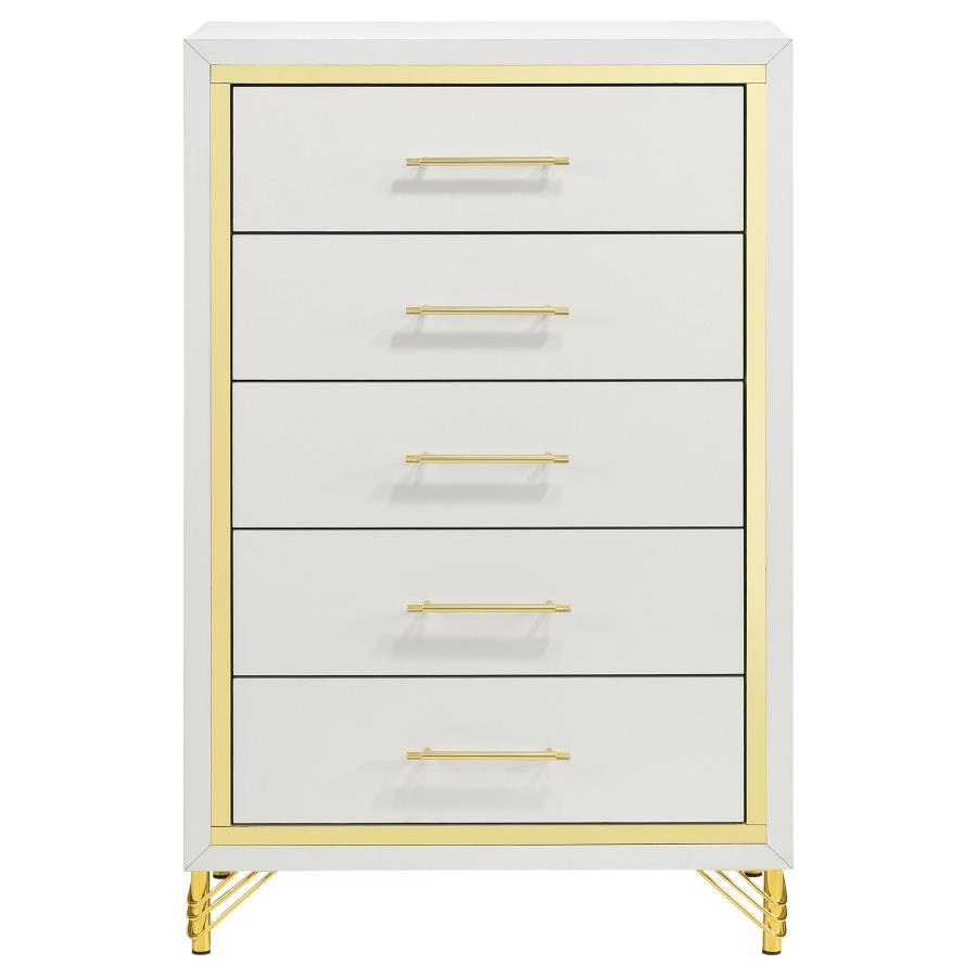 Lucia - 5 - Drawer Bedroom Chest - White Accent Chest modern furniture Contempo Furniture