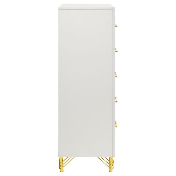 Lucia - 5 - Drawer Bedroom Chest - White Accent Chest modern furniture Contempo Furniture